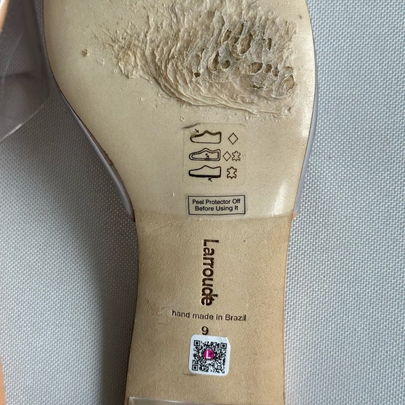 Larroude Vivi Lucite Mule In Tan Leather and Vinyl - Picture 10 of 11